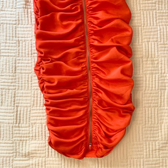 Nookie Elegant Orange Ruched Dress Size Small - Picture 8 of 10
